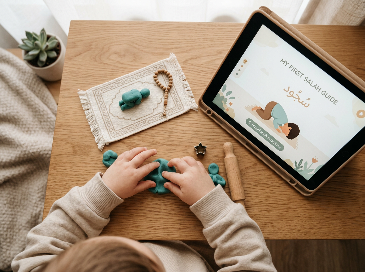 A close-up of a child's hands using playdough for learning, featuring soft lighting and a minimalist aesthetic.