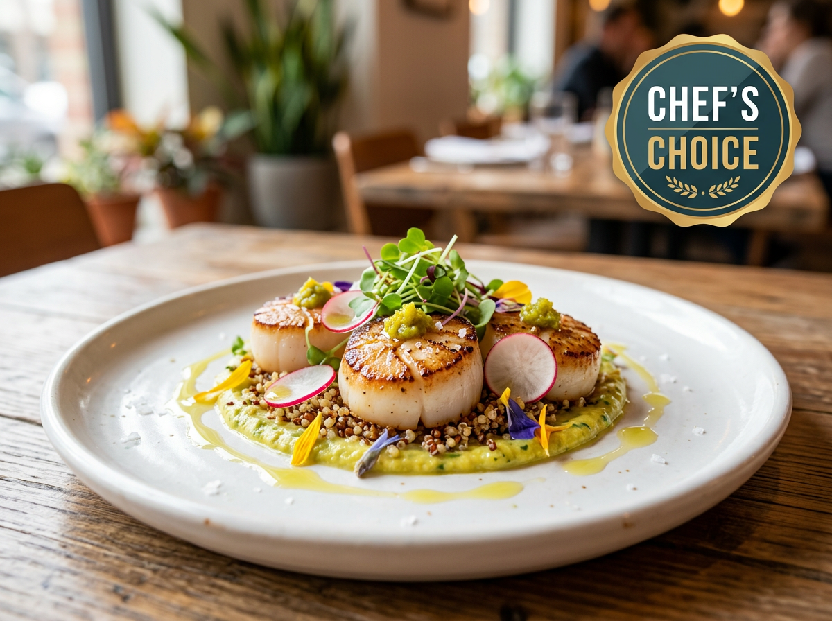 A delicious appetizer highlighted with a Chef's Choice badge.