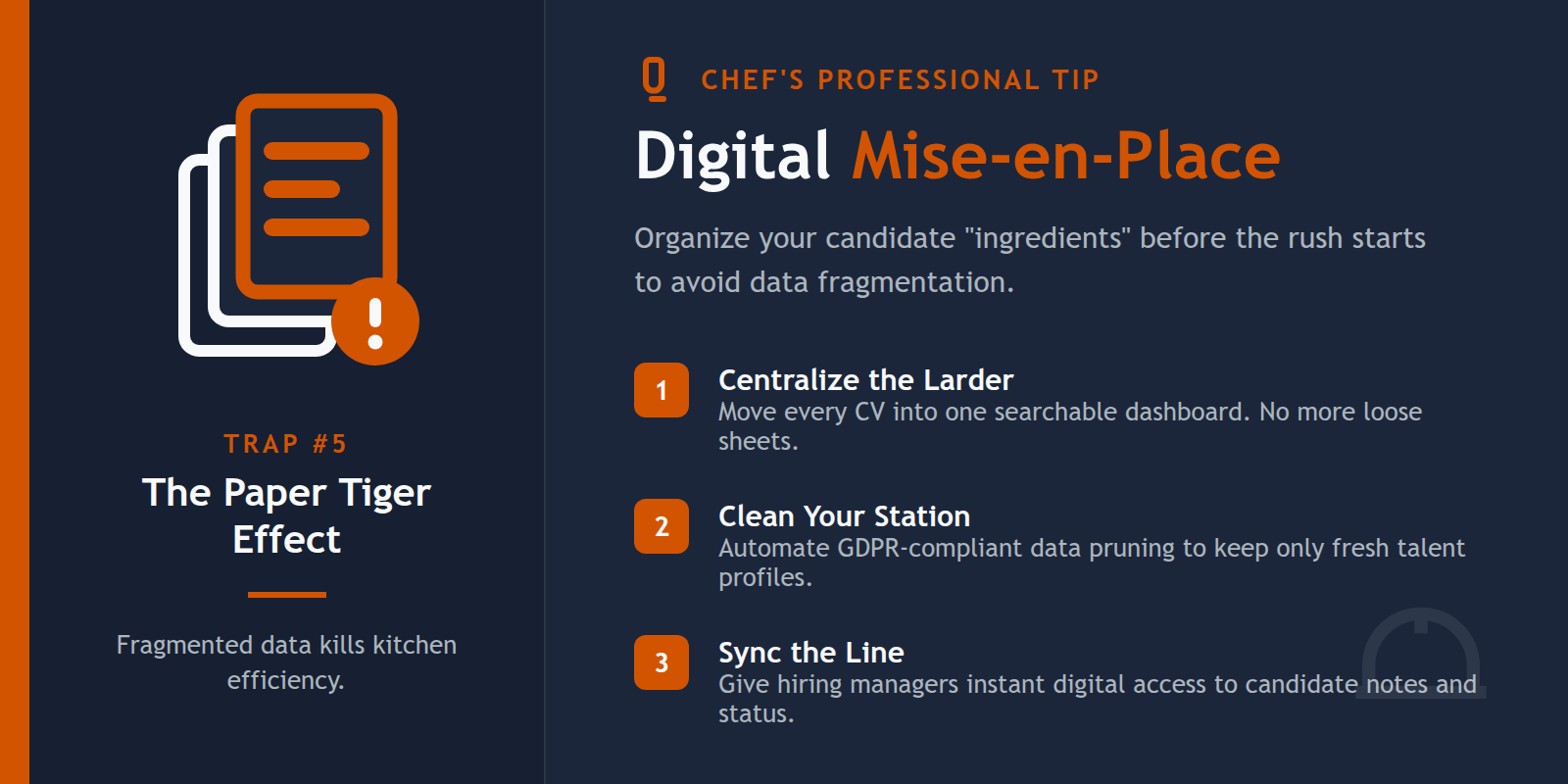 Chef's Tip icon with advice on data security.