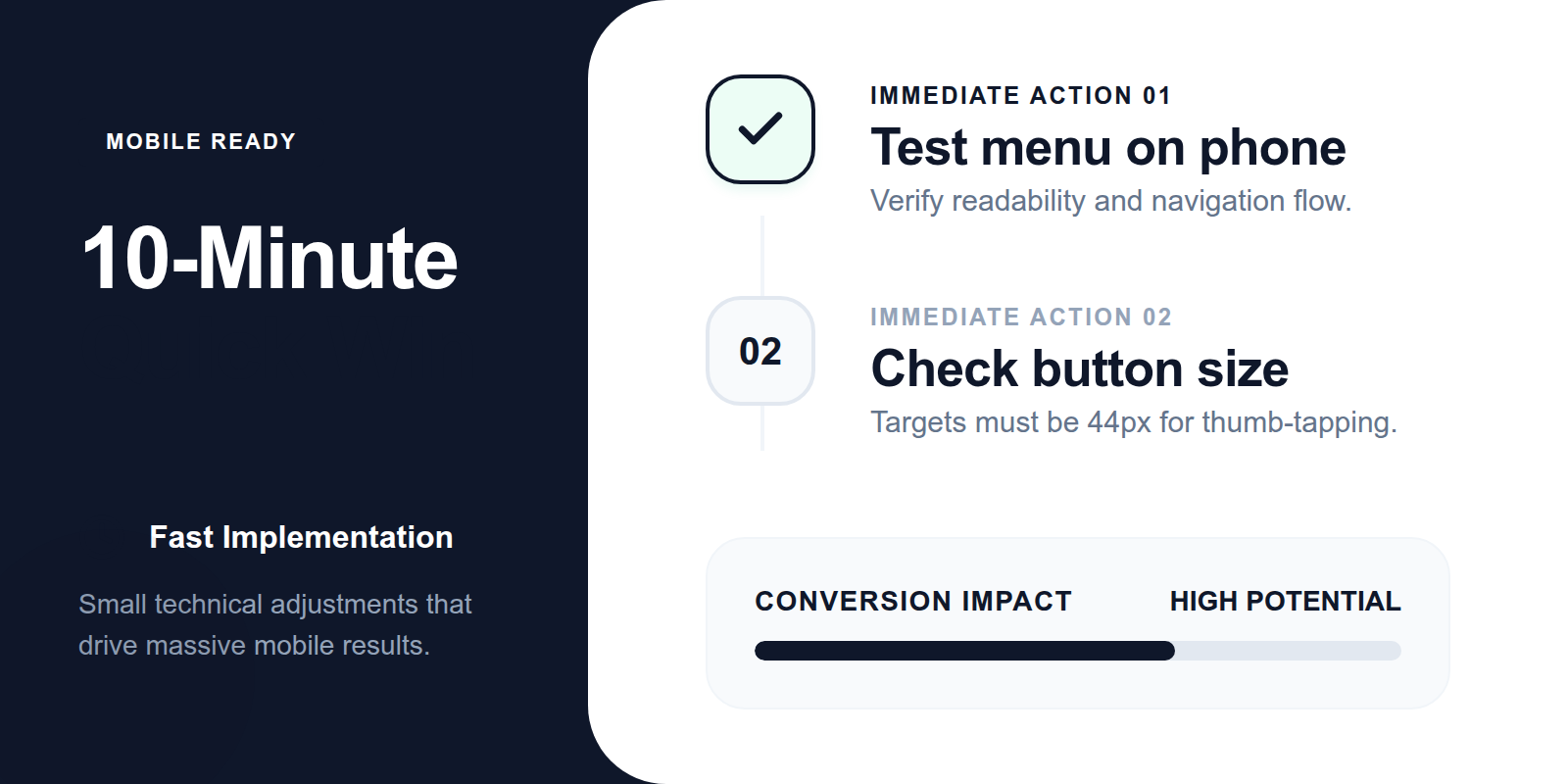 A checklist box highlighting quick mobile-responsive improvements for a restaurant website.